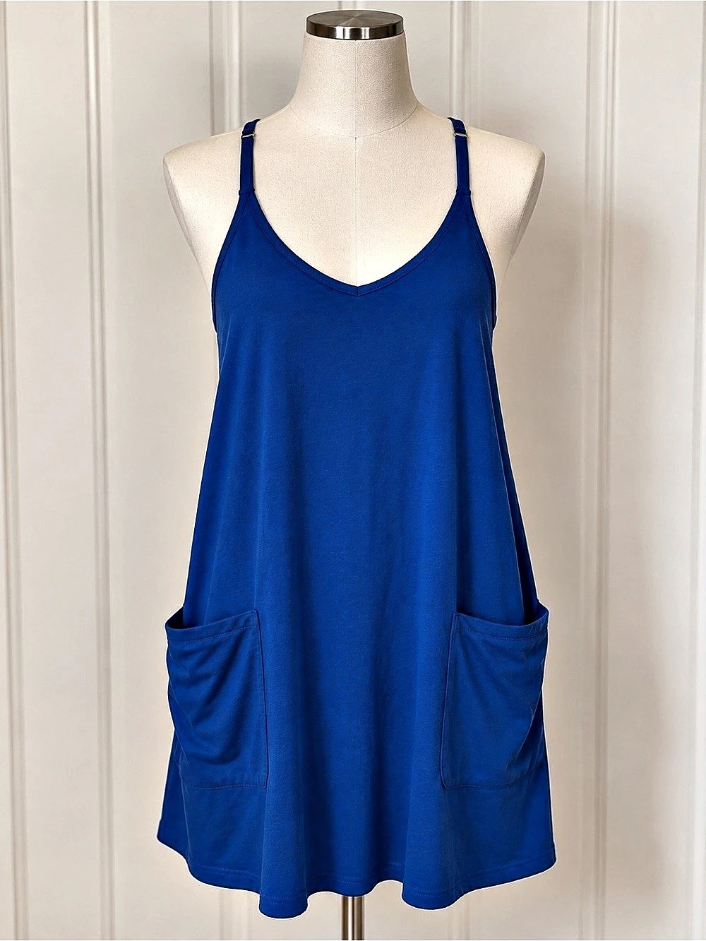 Arabess Royal Blue Racerback Pocket Swing Dress Size M NWT